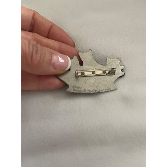 Seagull Pewter Canada Vintage Womens Basket Brooch Signed 1987 Cats - Picture 4 of 6